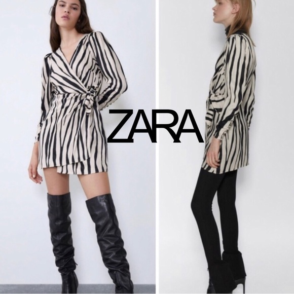 ZARA ZEBRA PRINT WRAP MINI DRESS bloggers favorite - Picture 1 of 15